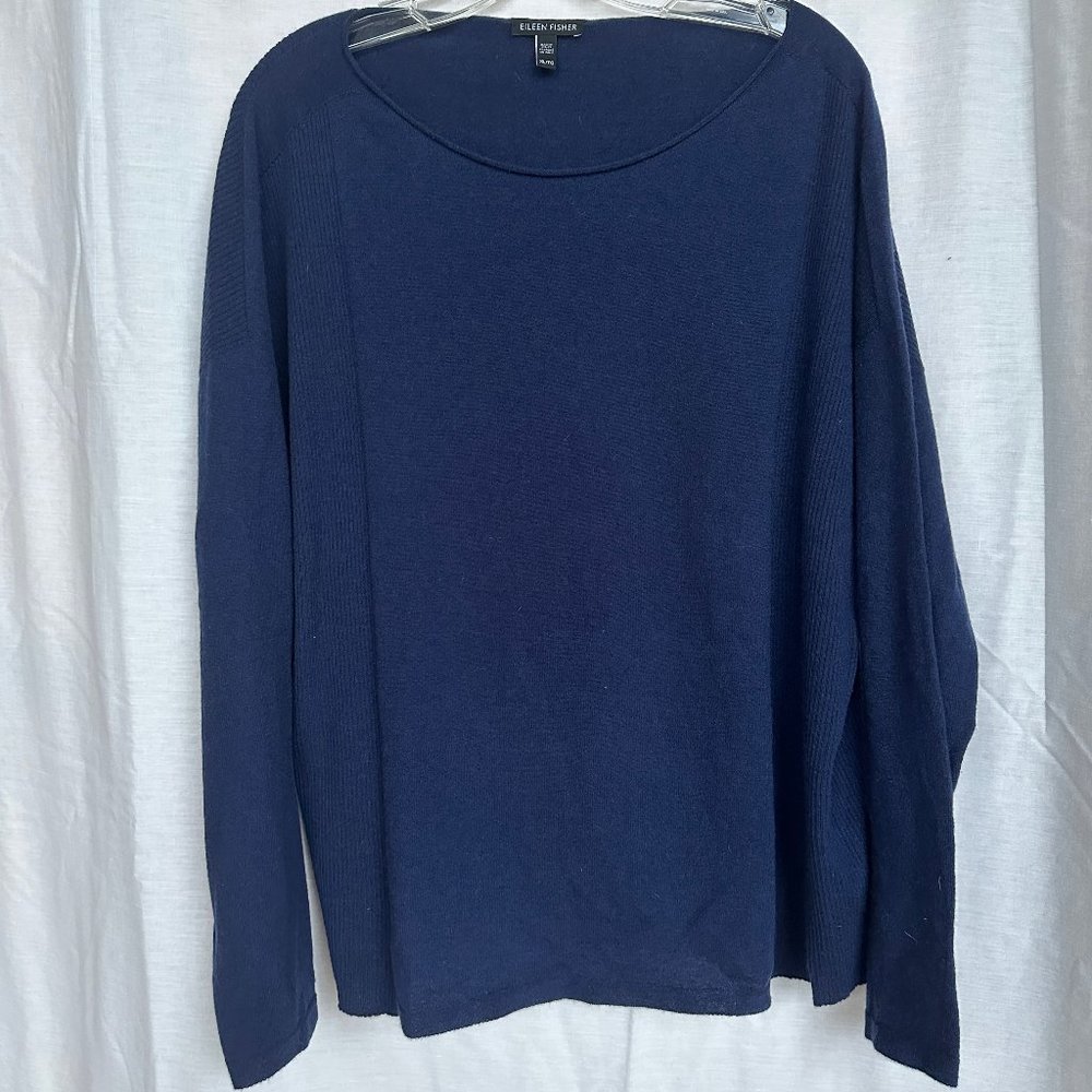 Eileen Fisher Navy Crew Neck Sweater